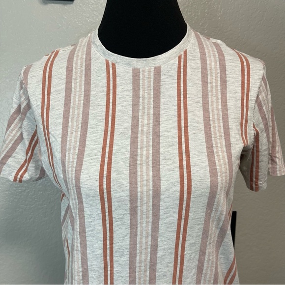 Free planet Striped Crewneck Short Sleeve Cotton Blend Top Size Small - Picture 2 of 6